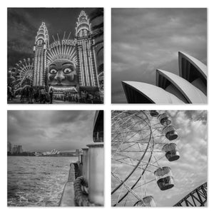 Black & White | Opera House | Luna Park | Harbour Bridge | Manly Ferry | The Rocks | Set of 8 | Sydney | Photo Art Prints