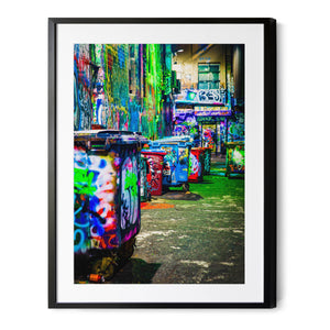 When the Bins Blend In | Hosier Lane | Premium Framed Print