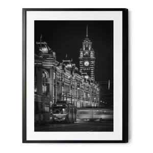 Tram Stop  | Black & White | Premium Framed Print