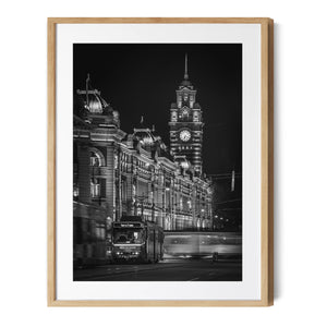 Tram Stop  | Black & White | Premium Framed Print