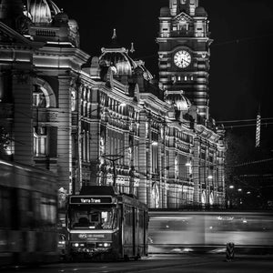 Tram Stop  | Black & White | Premium Framed Print