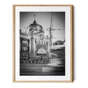 Flinders Street Tram  | Black & White | Premium Framed Print